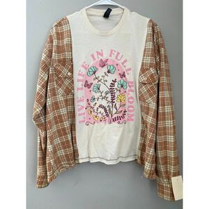 Life In Full Bloom, Reworked Flannel Sweatshirt, Refashioned, UPcycled